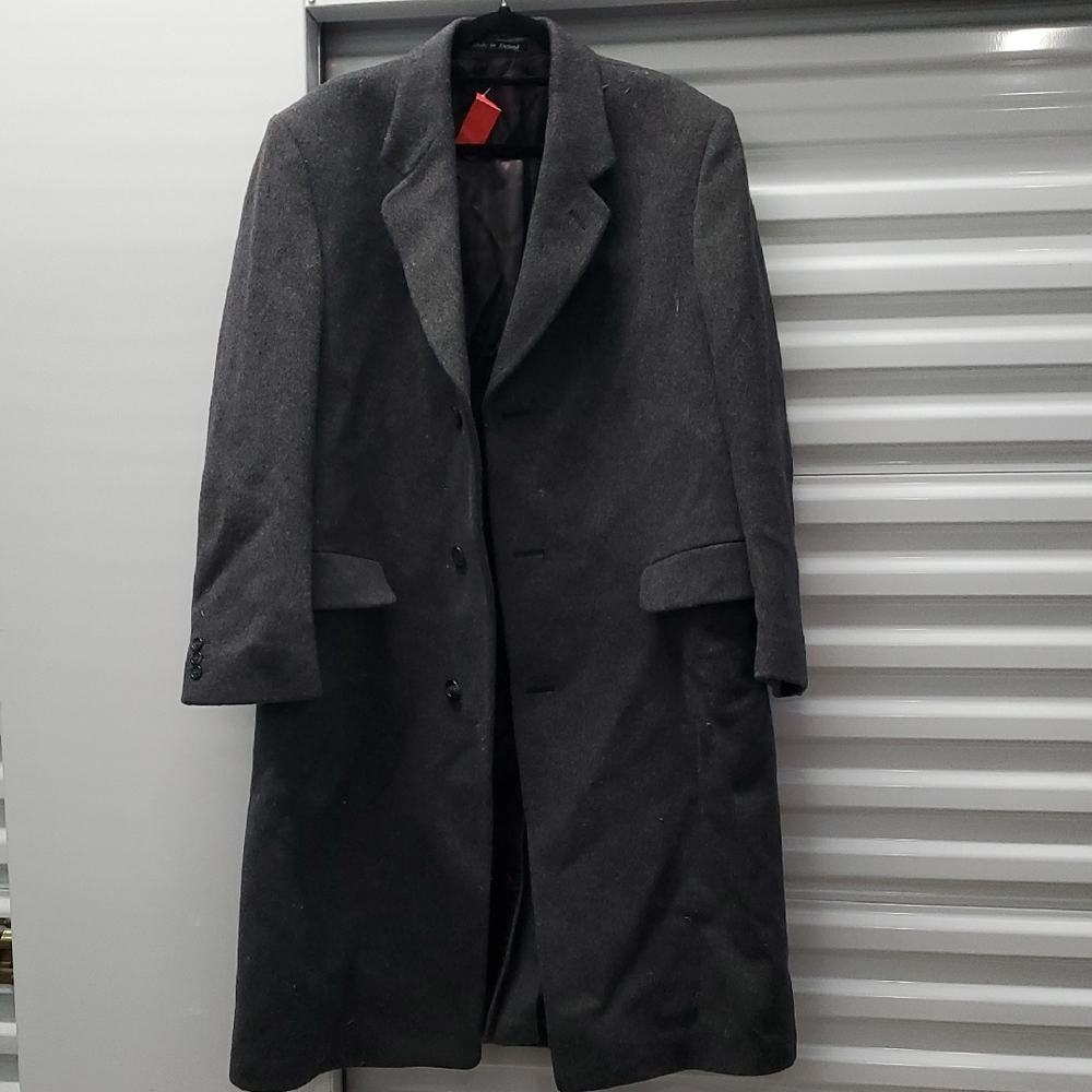 Made In England Gray Trench Coat Classic Wool-Blend